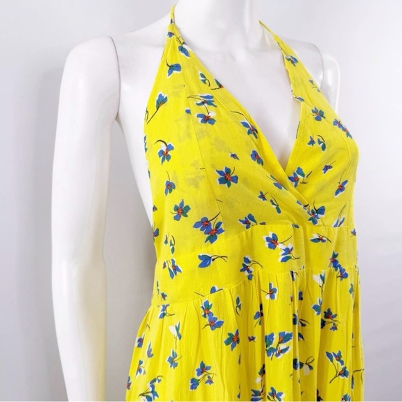 O'NEILL Women's Floral Spaghetti Strap Midi Cover Up Dress Bright Lemon/Size: XL - Picture 9 of 16